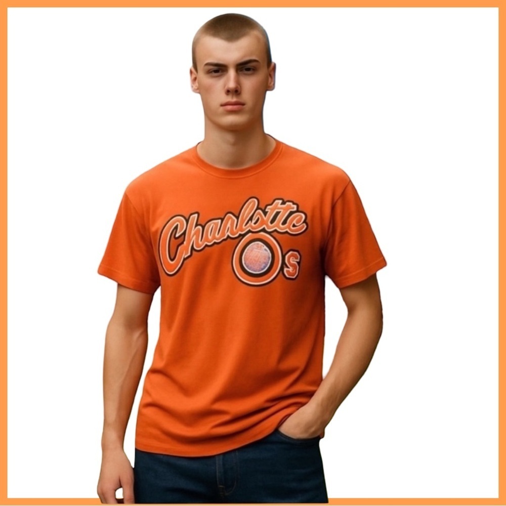 Ebbets Field Flannels Orange Short Sleeve Tee Orioles Design